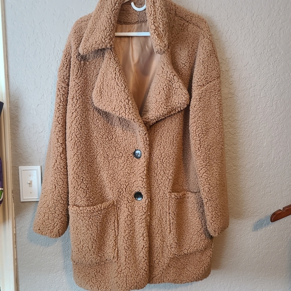 Cozy Tan Sherpa Coat